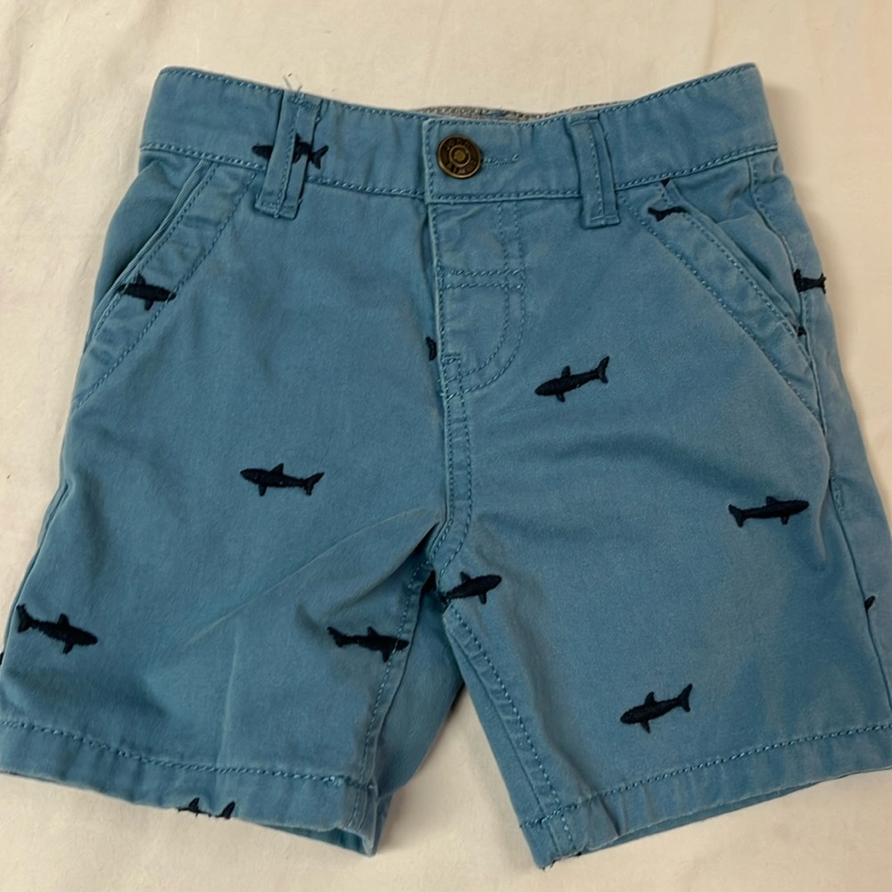 2T John Lewis embroidered shark shorts